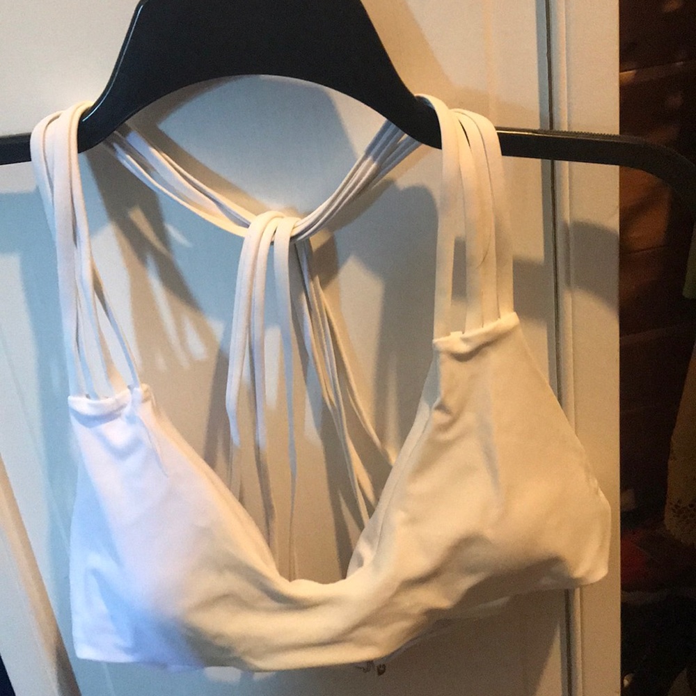 White strappy bikini top